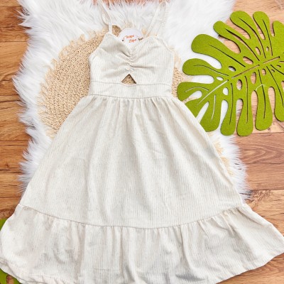 Vestido Midi em Linho - Areia